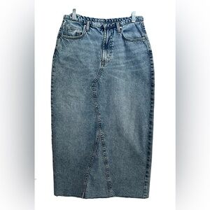 Cotton On Denim Frayed Maxi Skirt